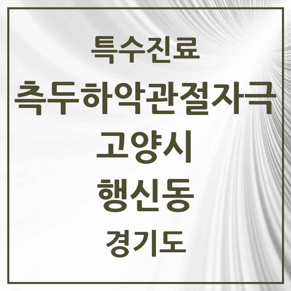2025 경기도 고양시 행신동 측두하악 관절자극요법 실시기관 의원·병원 목록 12곳
