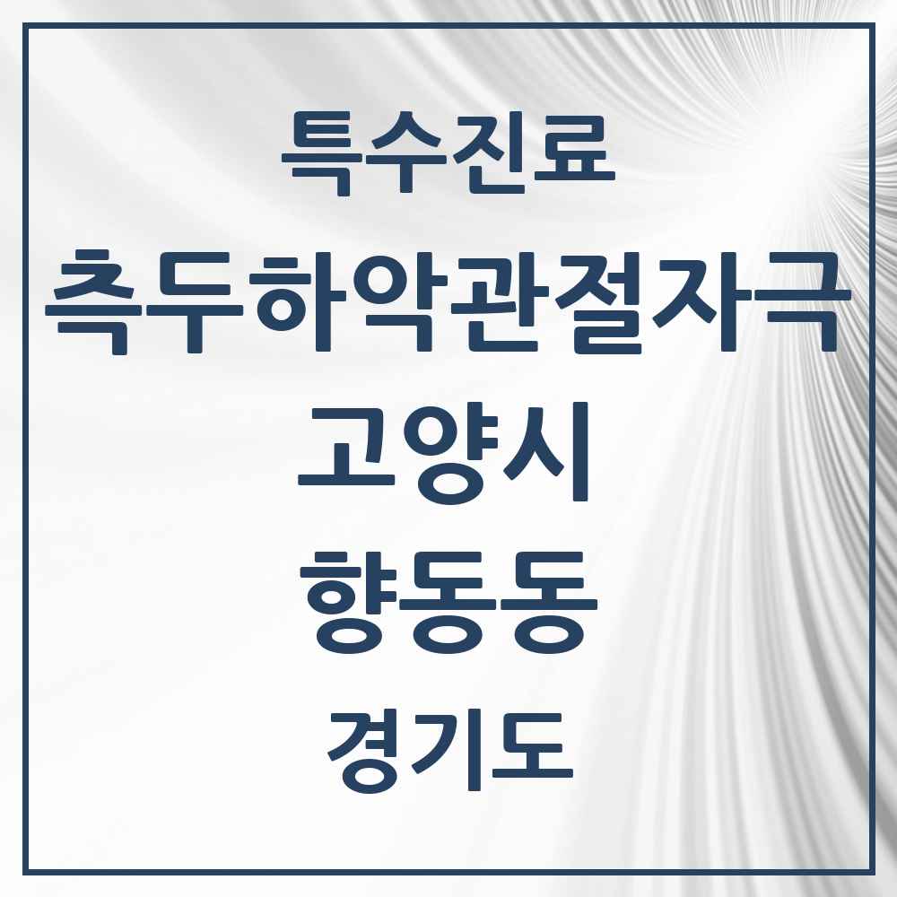 2025 경기도 고양시 향동동 측두하악 관절자극요법 실시기관 의원·병원 목록 3곳