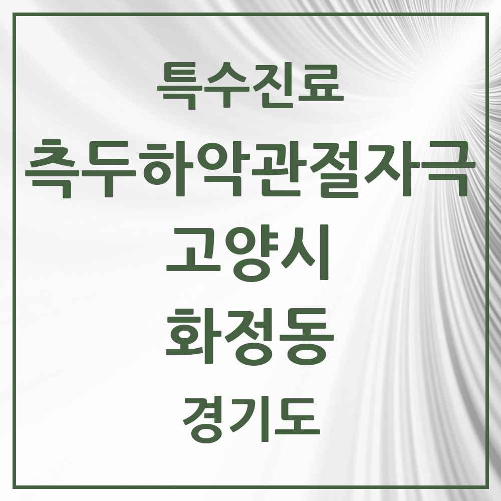 2025 경기도 고양시 화정동 측두하악 관절자극요법 실시기관 의원·병원 목록 14곳