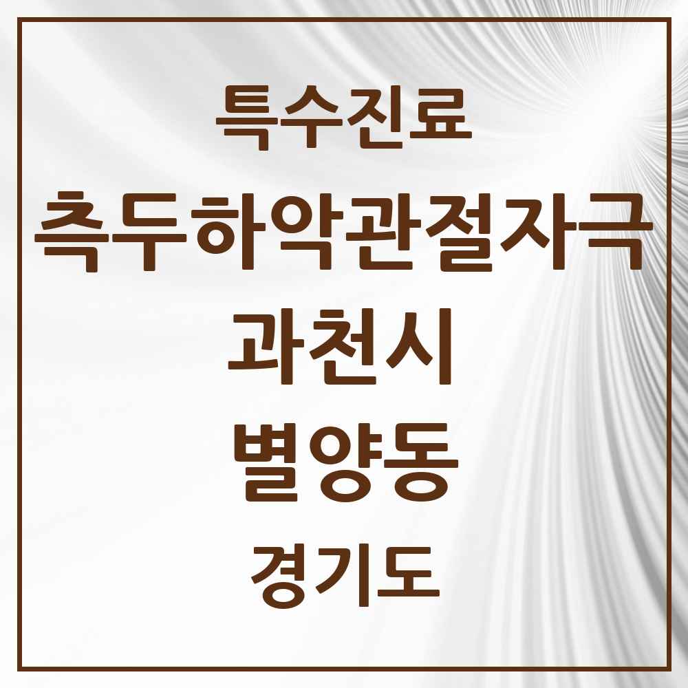 2025 경기도 과천시 별양동 측두하악 관절자극요법 실시기관 의원·병원 목록 2곳