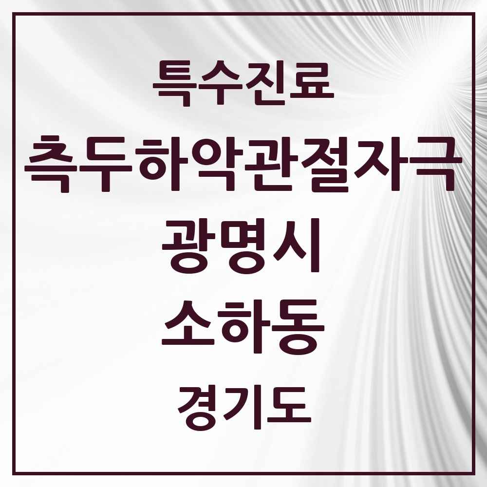 2025 경기도 광명시 소하동 측두하악 관절자극요법 실시기관 의원·병원 목록 7곳