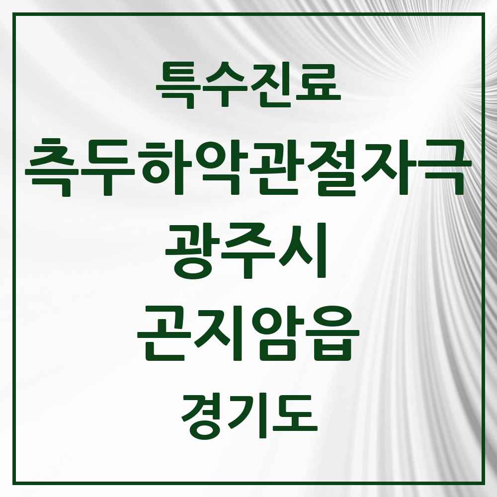 2025 경기도 광주시 곤지암읍 측두하악 관절자극요법 실시기관 의원·병원 목록 3곳