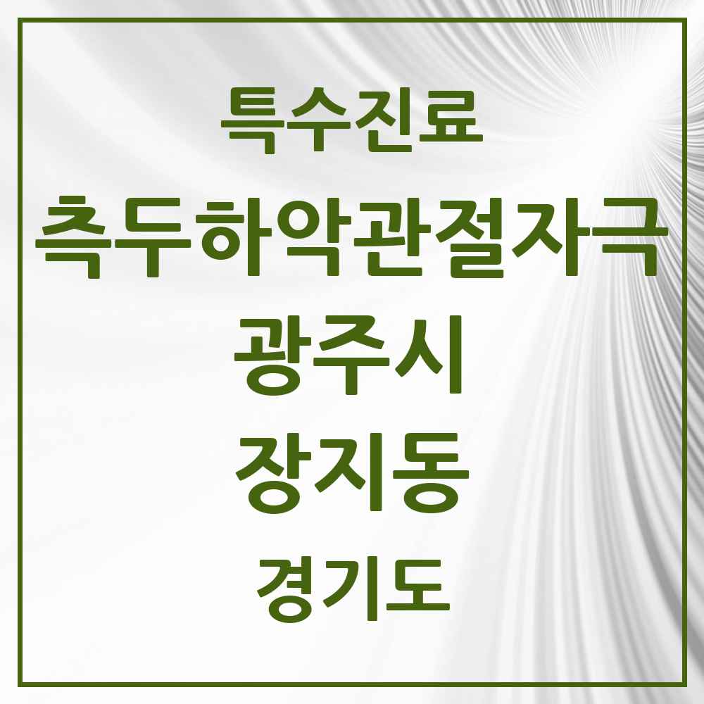 2025 경기도 광주시 장지동 측두하악 관절자극요법 실시기관 의원·병원 목록 1곳