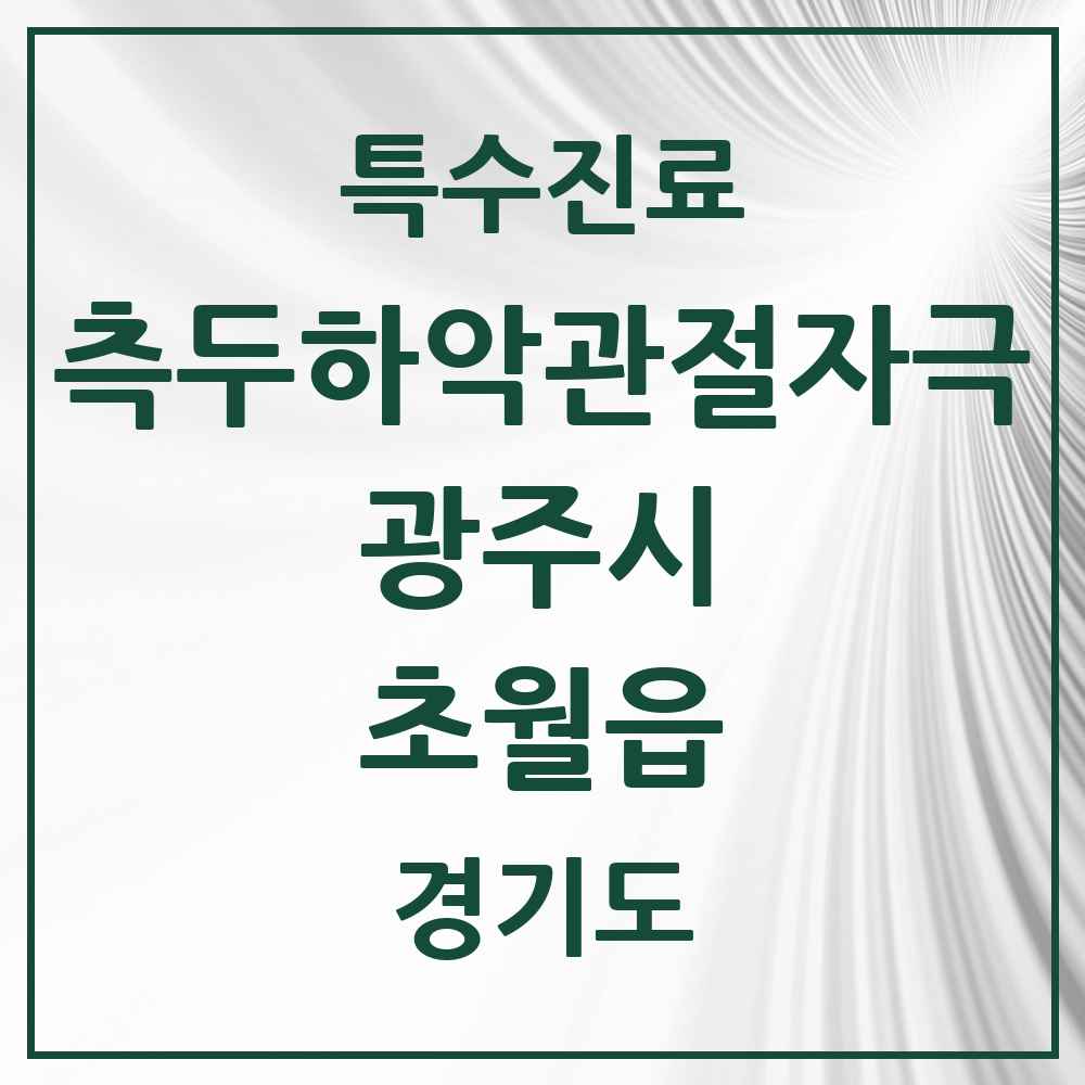 2025 경기도 광주시 초월읍 측두하악 관절자극요법 실시기관 의원·병원 목록 4곳