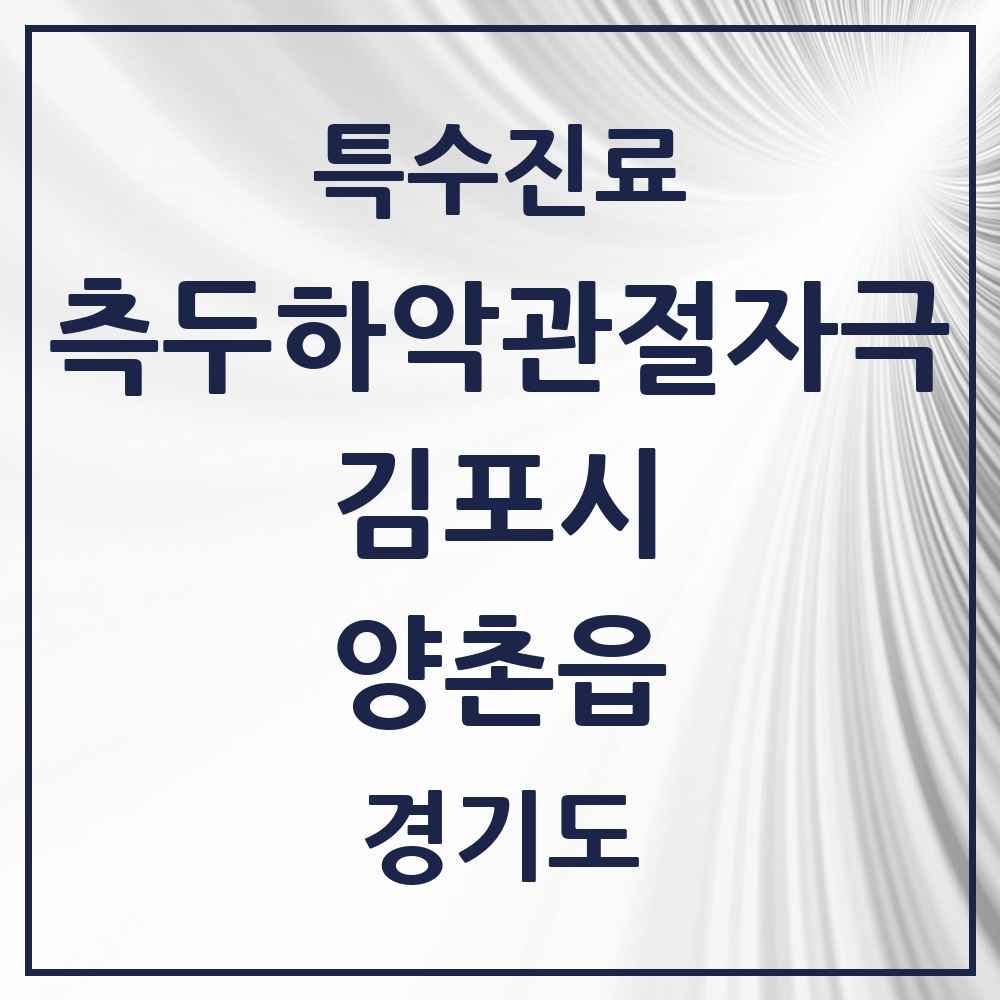 2025 경기도 김포시 양촌읍 측두하악 관절자극요법 실시기관 의원·병원 목록 1곳