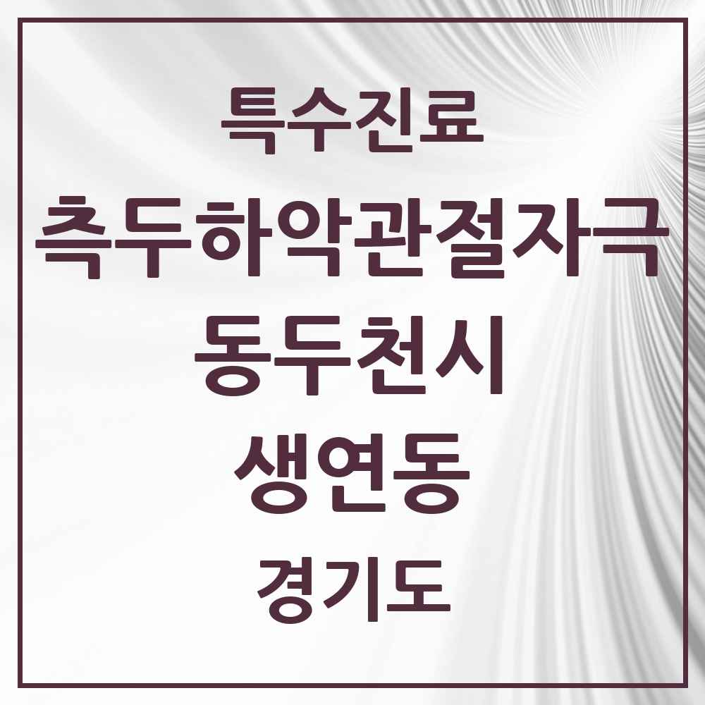 2025 경기도 동두천시 생연동 측두하악 관절자극요법 실시기관 의원·병원 목록 1곳