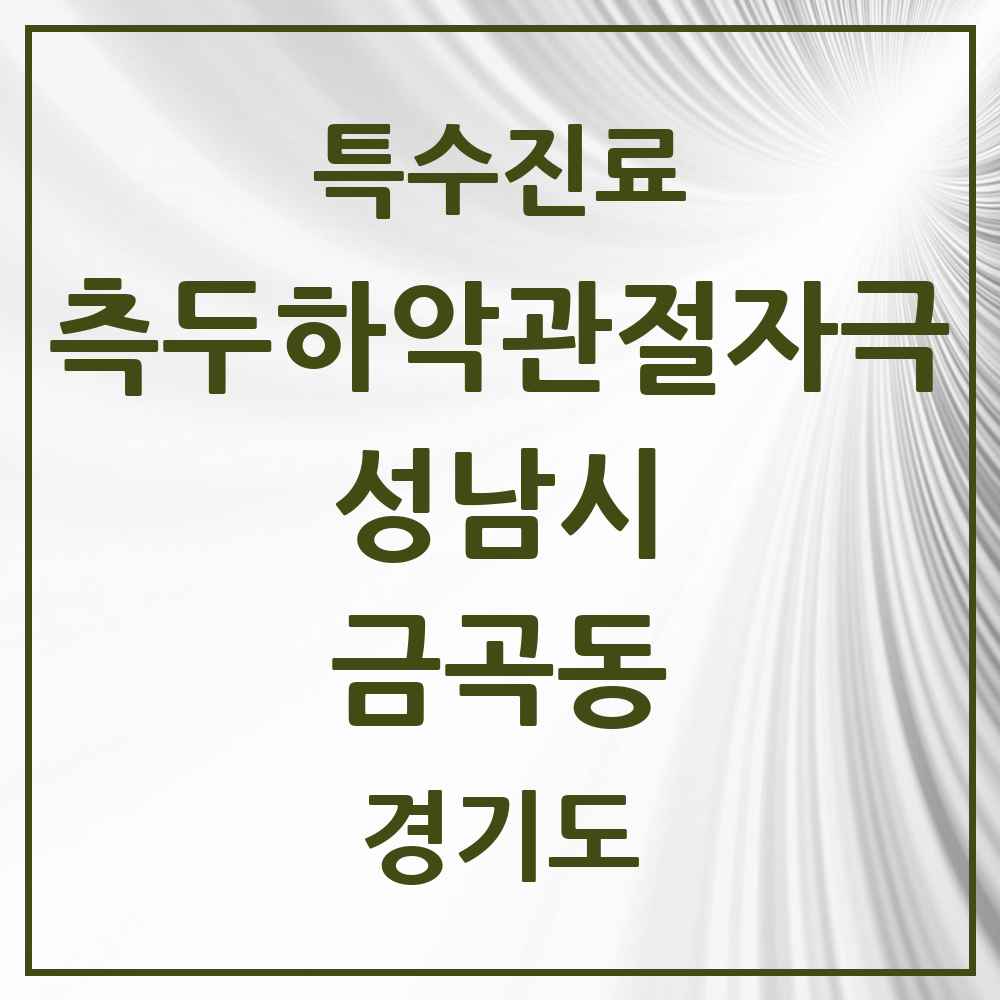 2025 경기도 성남시 금곡동 측두하악 관절자극요법 실시기관 의원·병원 목록 8곳