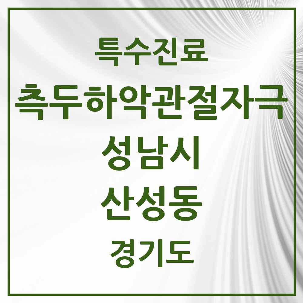 2025 경기도 성남시 산성동 측두하악 관절자극요법 실시기관 의원·병원 목록 1곳
