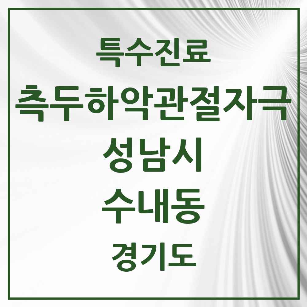 2025 경기도 성남시 수내동 측두하악 관절자극요법 실시기관 의원·병원 목록 8곳