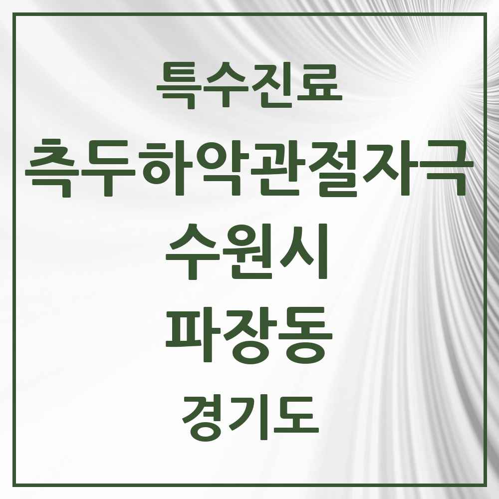 2025 경기도 수원시 파장동 측두하악 관절자극요법 실시기관 의원·병원 목록 2곳