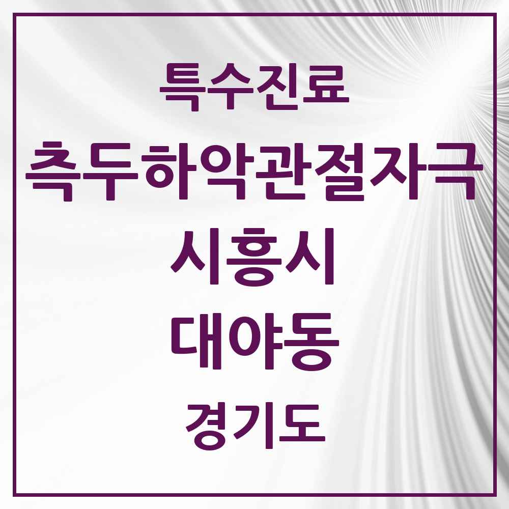 2025 경기도 시흥시 대야동 측두하악 관절자극요법 실시기관 의원·병원 목록 4곳