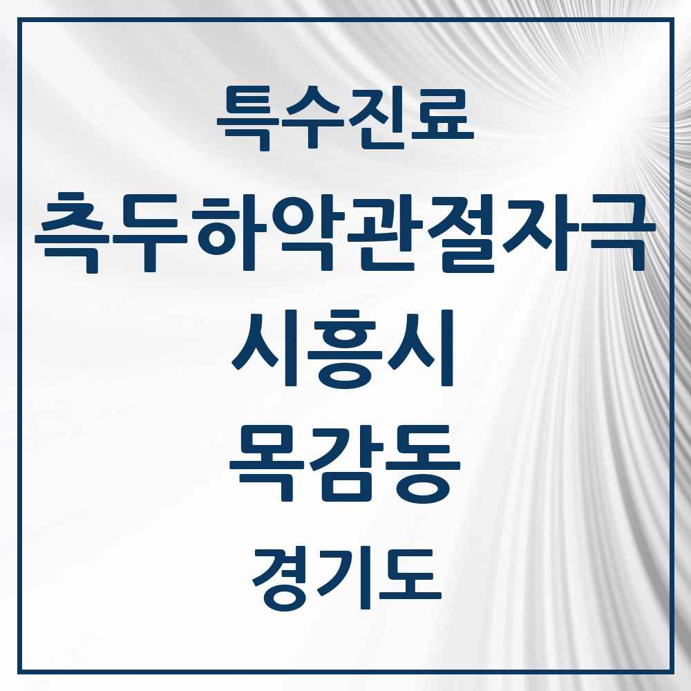 2025 경기도 시흥시 목감동 측두하악 관절자극요법 실시기관 의원·병원 목록 2곳