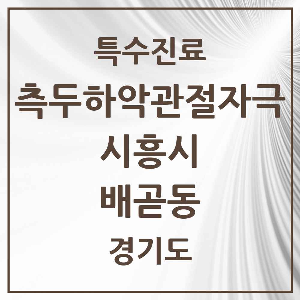 2025 경기도 시흥시 배곧동 측두하악 관절자극요법 실시기관 의원·병원 목록 3곳