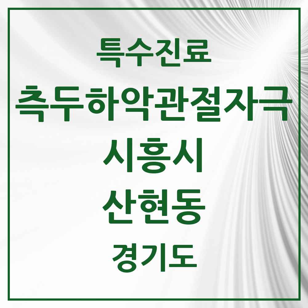 2025 경기도 시흥시 산현동 측두하악 관절자극요법 실시기관 의원·병원 목록 1곳