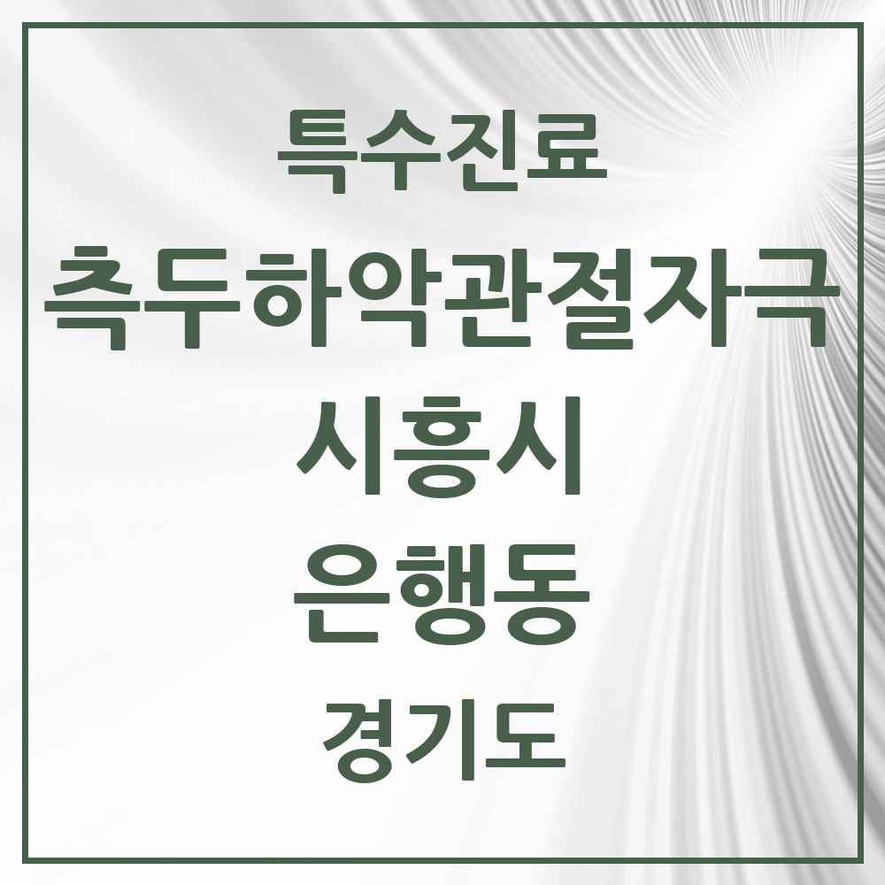 2025 경기도 시흥시 은행동 측두하악 관절자극요법 실시기관 의원·병원 목록 6곳