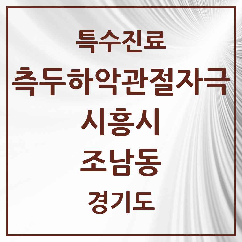 2025 경기도 시흥시 조남동 측두하악 관절자극요법 실시기관 의원·병원 목록 2곳