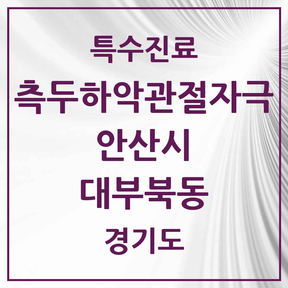 2025 경기도 안산시 대부북동 측두하악 관절자극요법 실시기관 의원·병원 목록 1곳