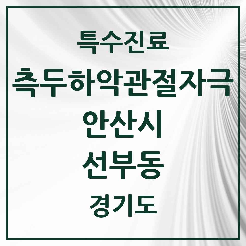 2025 경기도 안산시 선부동 측두하악 관절자극요법 실시기관 의원·병원 목록 4곳