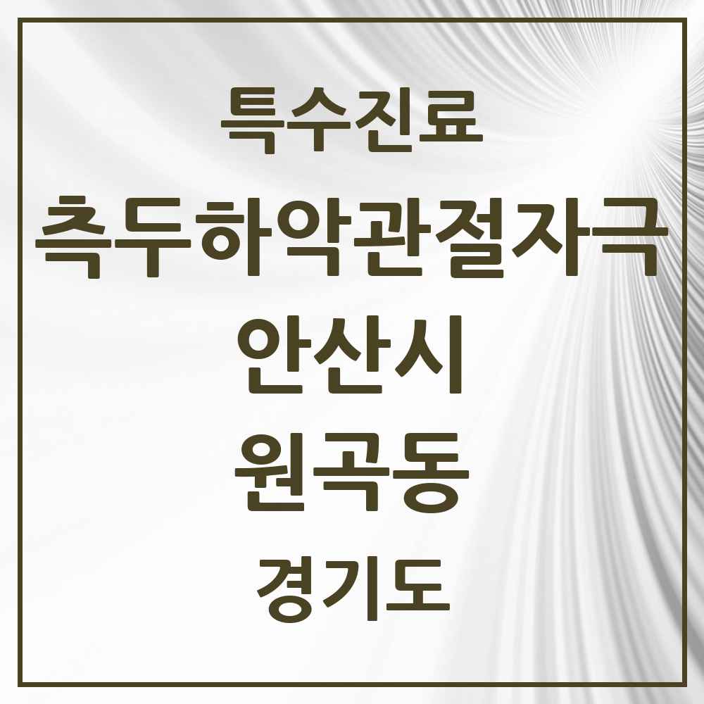 2025 경기도 안산시 원곡동 측두하악 관절자극요법 실시기관 의원·병원 목록 4곳