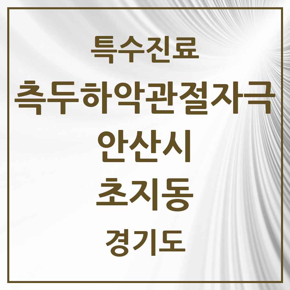 2025 경기도 안산시 초지동 측두하악 관절자극요법 실시기관 의원·병원 목록 4곳