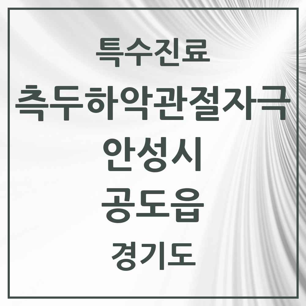 2025 경기도 안성시 공도읍 측두하악 관절자극요법 실시기관 의원·병원 목록 2곳