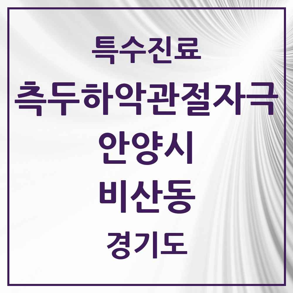 2025 경기도 안양시 비산동 측두하악 관절자극요법 실시기관 의원·병원 목록 12곳