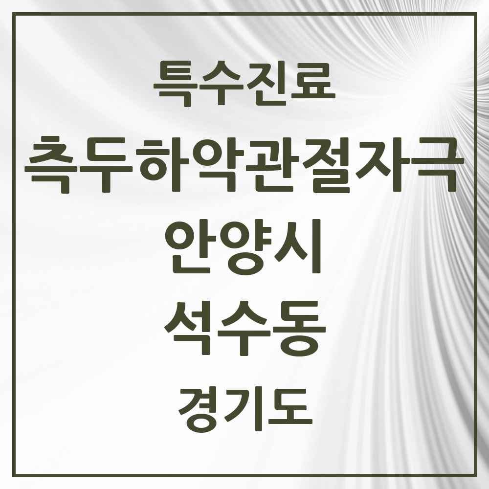 2025 경기도 안양시 석수동 측두하악 관절자극요법 실시기관 의원·병원 목록 1곳