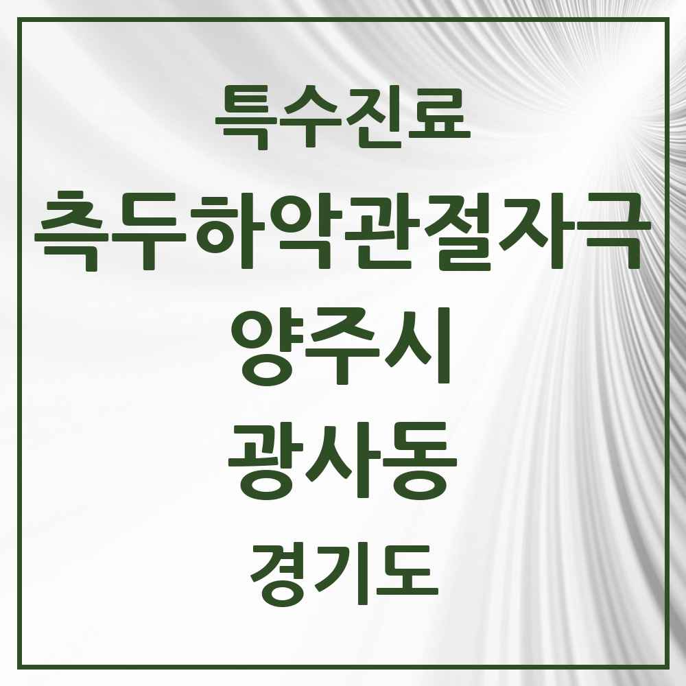 2025 경기도 양주시 광사동 측두하악 관절자극요법 실시기관 의원·병원 목록 2곳