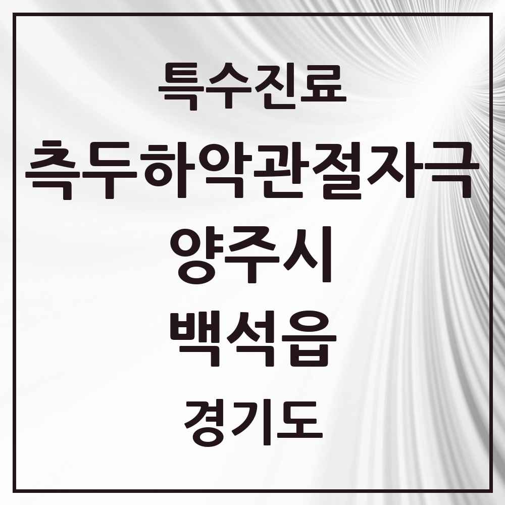 2025 경기도 양주시 백석읍 측두하악 관절자극요법 실시기관 의원·병원 목록 1곳