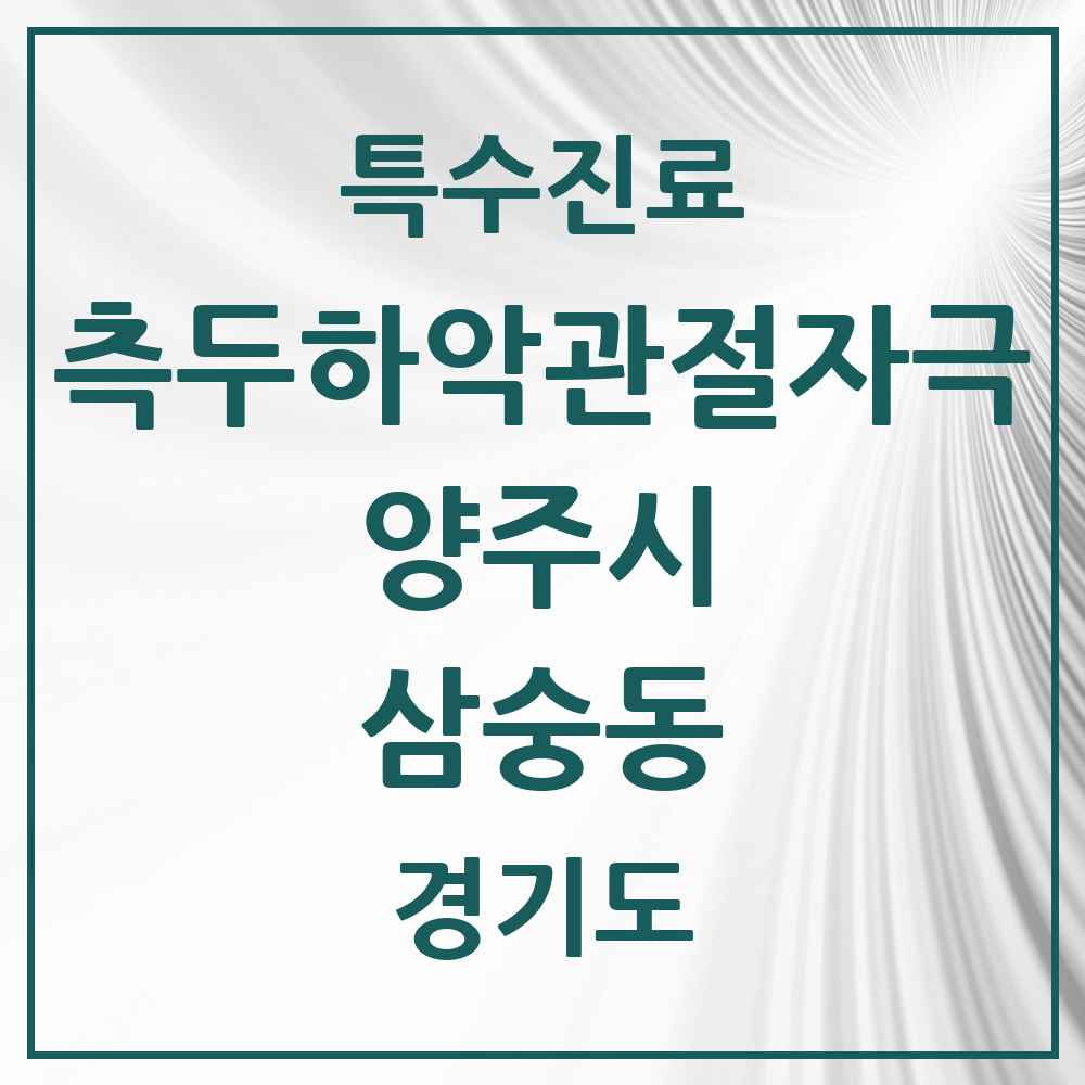 2025 경기도 양주시 삼숭동 측두하악 관절자극요법 실시기관 의원·병원 목록 1곳