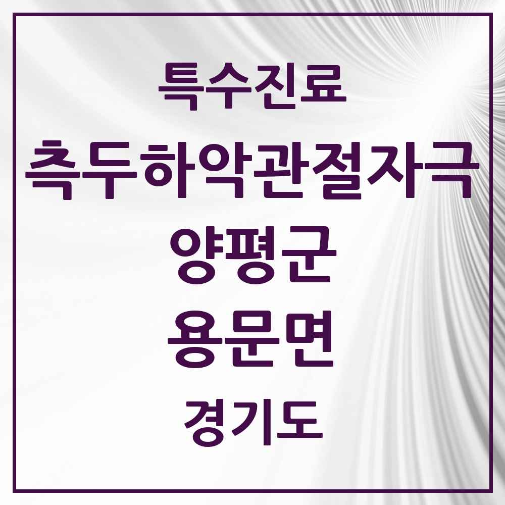 2025 경기도 양평군 용문면 측두하악 관절자극요법 실시기관 의원·병원 목록 2곳