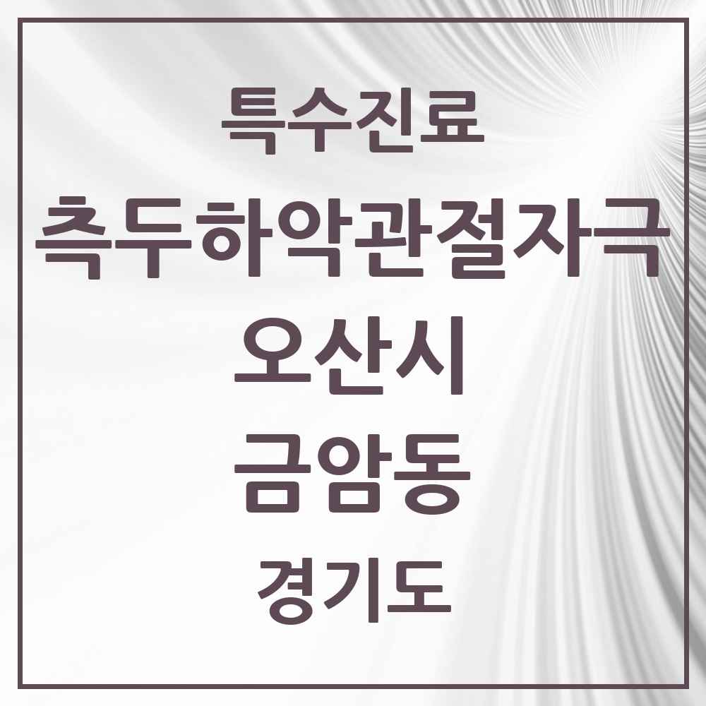 2025 경기도 오산시 금암동 측두하악 관절자극요법 실시기관 의원·병원 목록 2곳