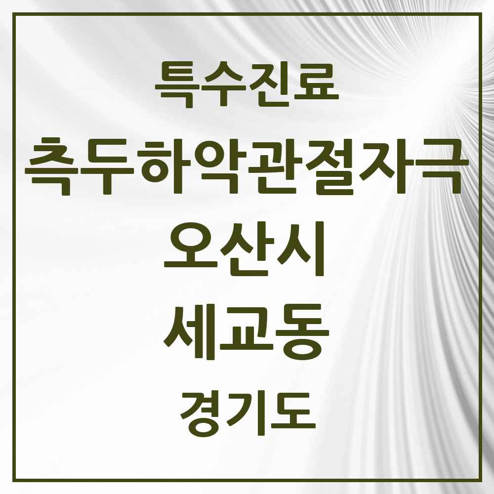 2025 경기도 오산시 세교동 측두하악 관절자극요법 실시기관 의원·병원 목록 1곳