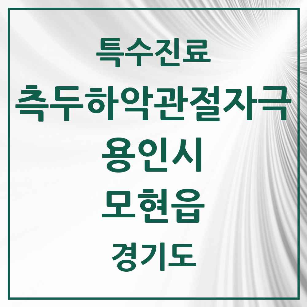 2025 경기도 용인시 모현읍 측두하악 관절자극요법 실시기관 의원·병원 목록 2곳