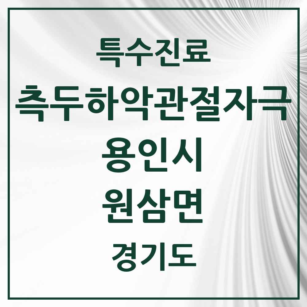 2025 경기도 용인시 원삼면 측두하악 관절자극요법 실시기관 의원·병원 목록 1곳
