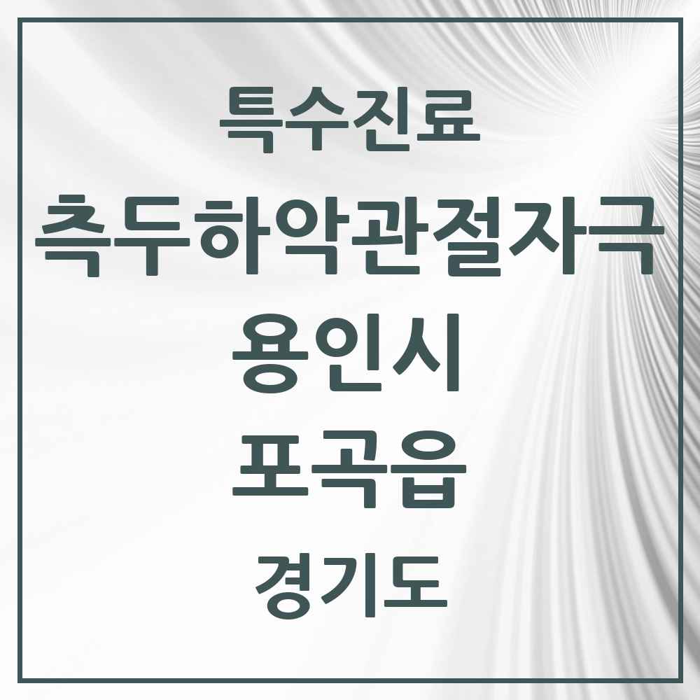 2025 경기도 용인시 포곡읍 측두하악 관절자극요법 실시기관 의원·병원 목록 2곳
