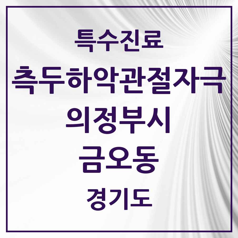 2025 경기도 의정부시 금오동 측두하악 관절자극요법 실시기관 의원·병원 목록 5곳