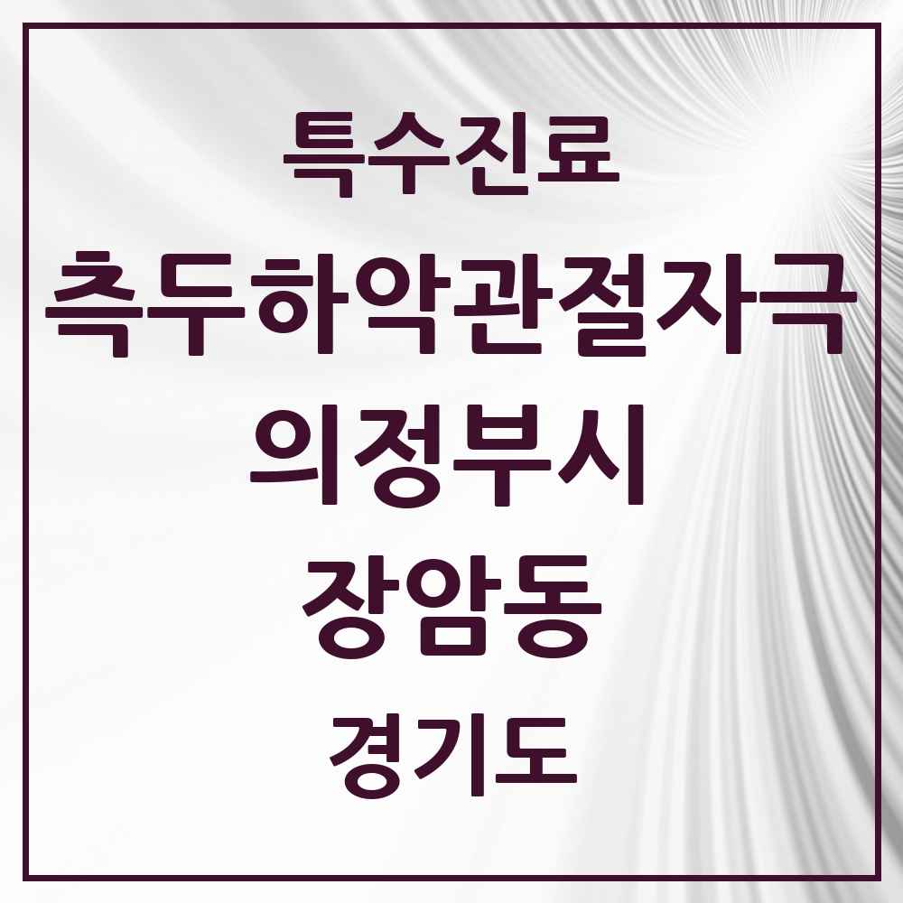 2025 경기도 의정부시 장암동 측두하악 관절자극요법 실시기관 의원·병원 목록 2곳