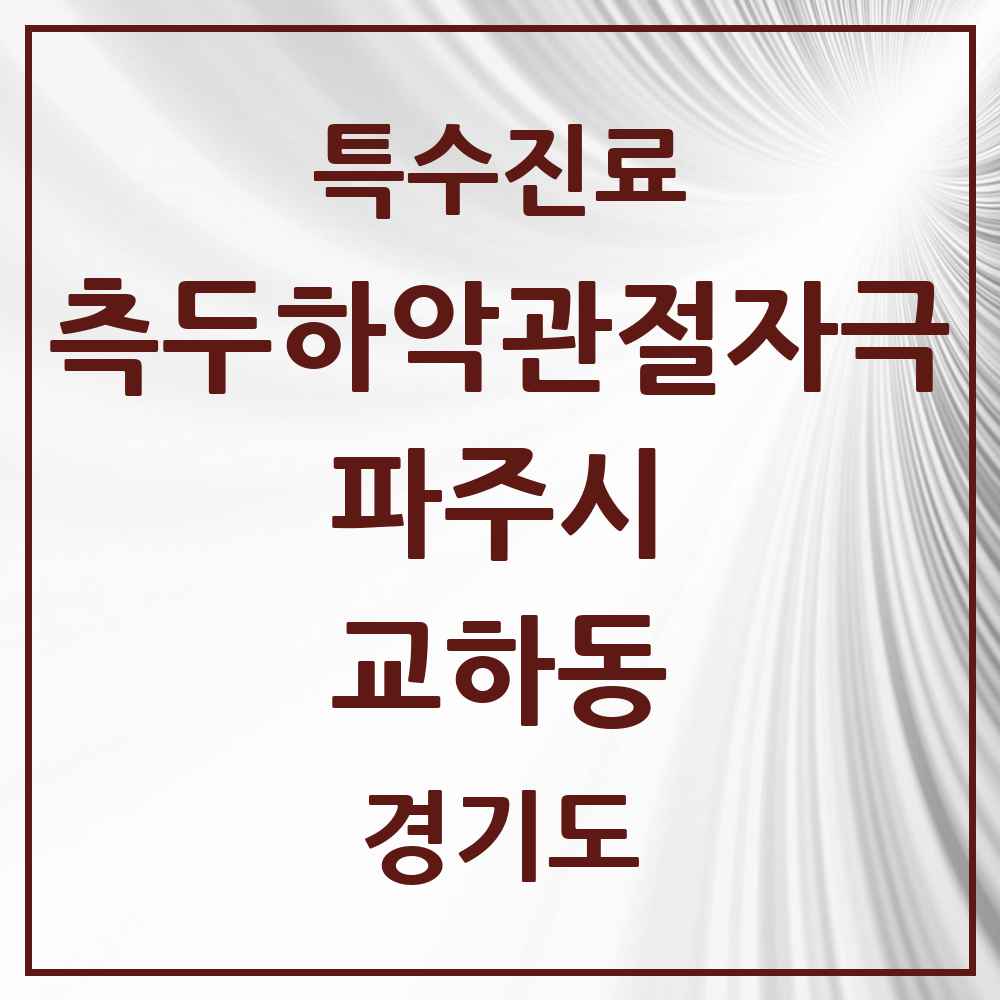 2025 경기도 파주시 교하동 측두하악 관절자극요법 실시기관 의원·병원 목록 1곳