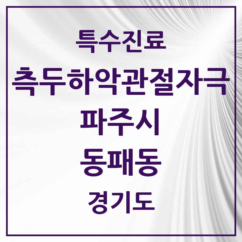 2025 경기도 파주시 동패동 측두하악 관절자극요법 실시기관 의원·병원 목록 10곳