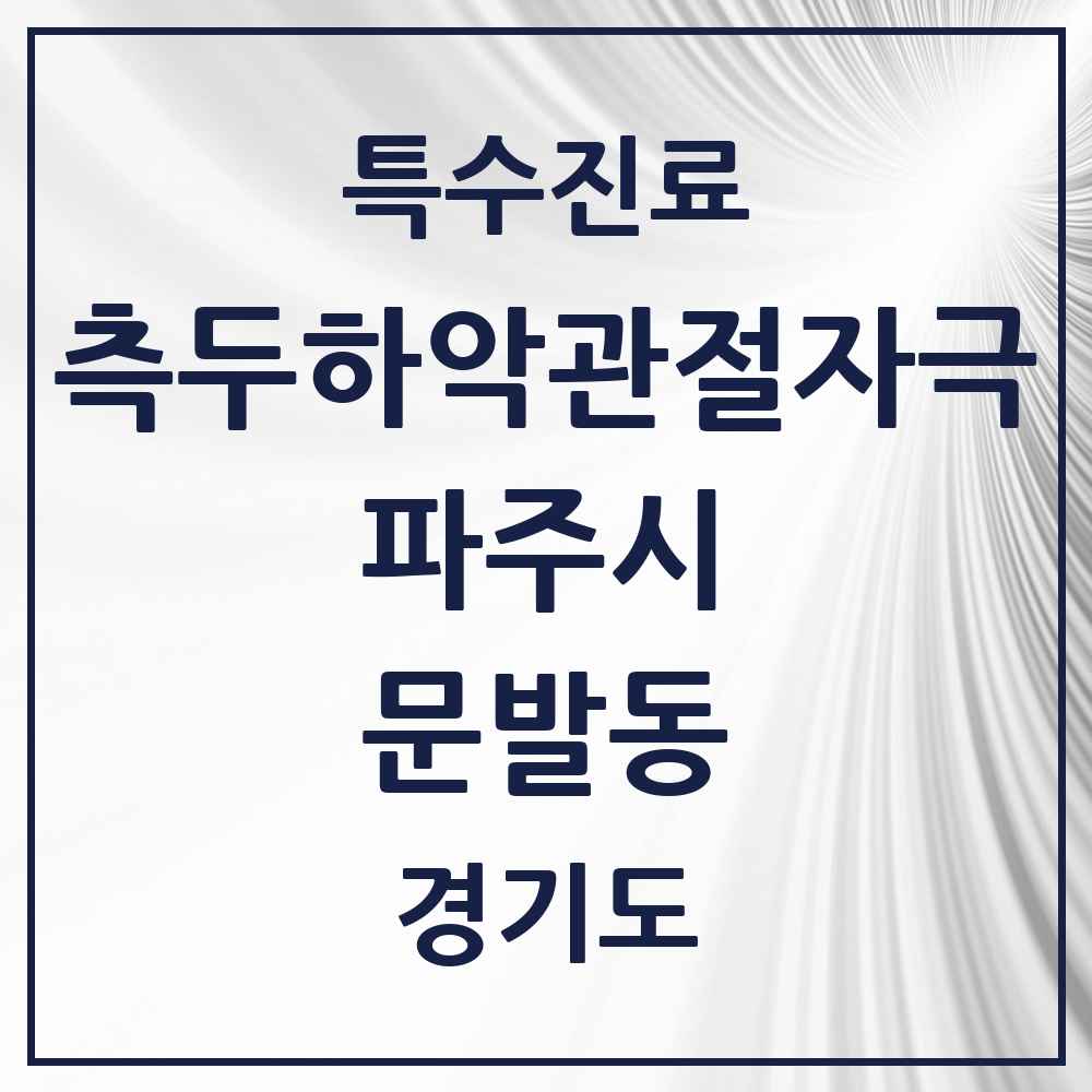 2025 경기도 파주시 문발동 측두하악 관절자극요법 실시기관 의원·병원 목록 2곳