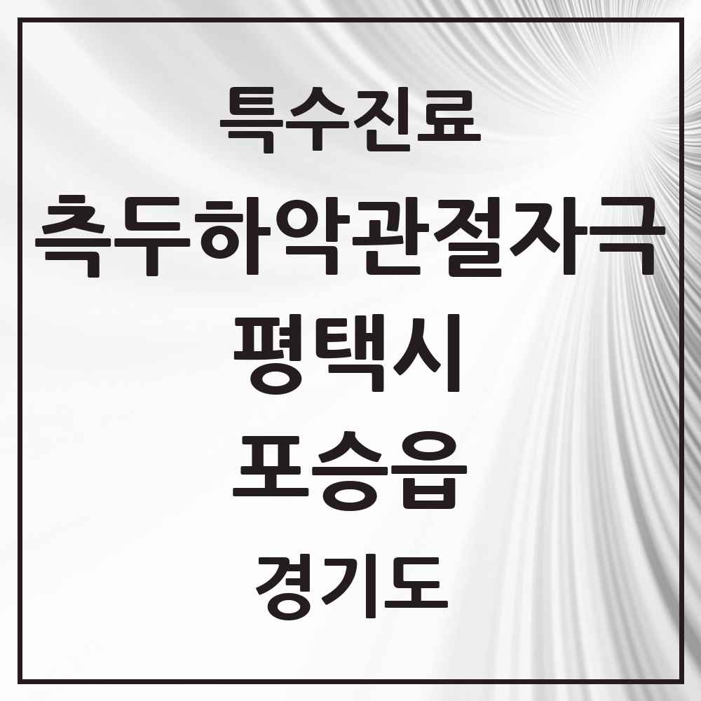 2025 경기도 평택시 포승읍 측두하악 관절자극요법 실시기관 의원·병원 목록 2곳