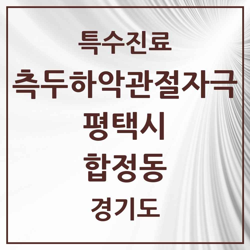 2025 경기도 평택시 합정동 측두하악 관절자극요법 실시기관 의원·병원 목록 1곳