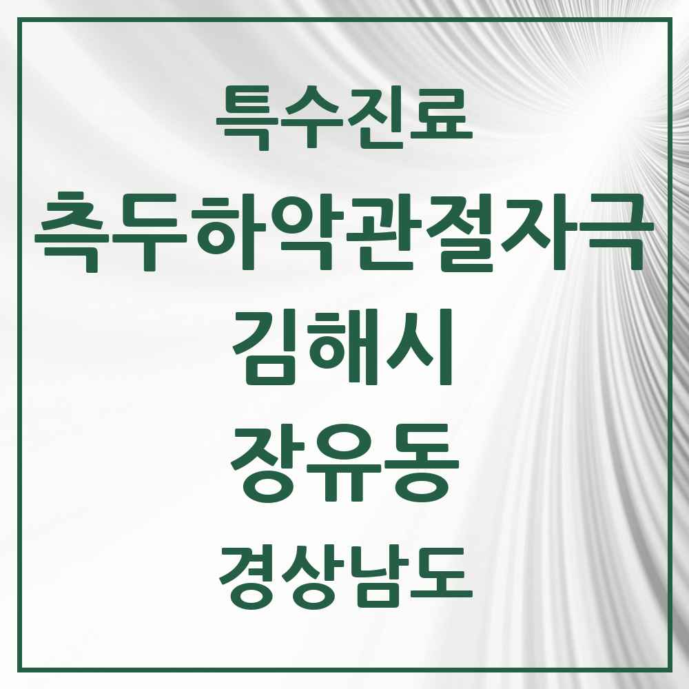 2025 경상남도 김해시 장유동 측두하악 관절자극요법 실시기관 의원·병원 목록 2곳