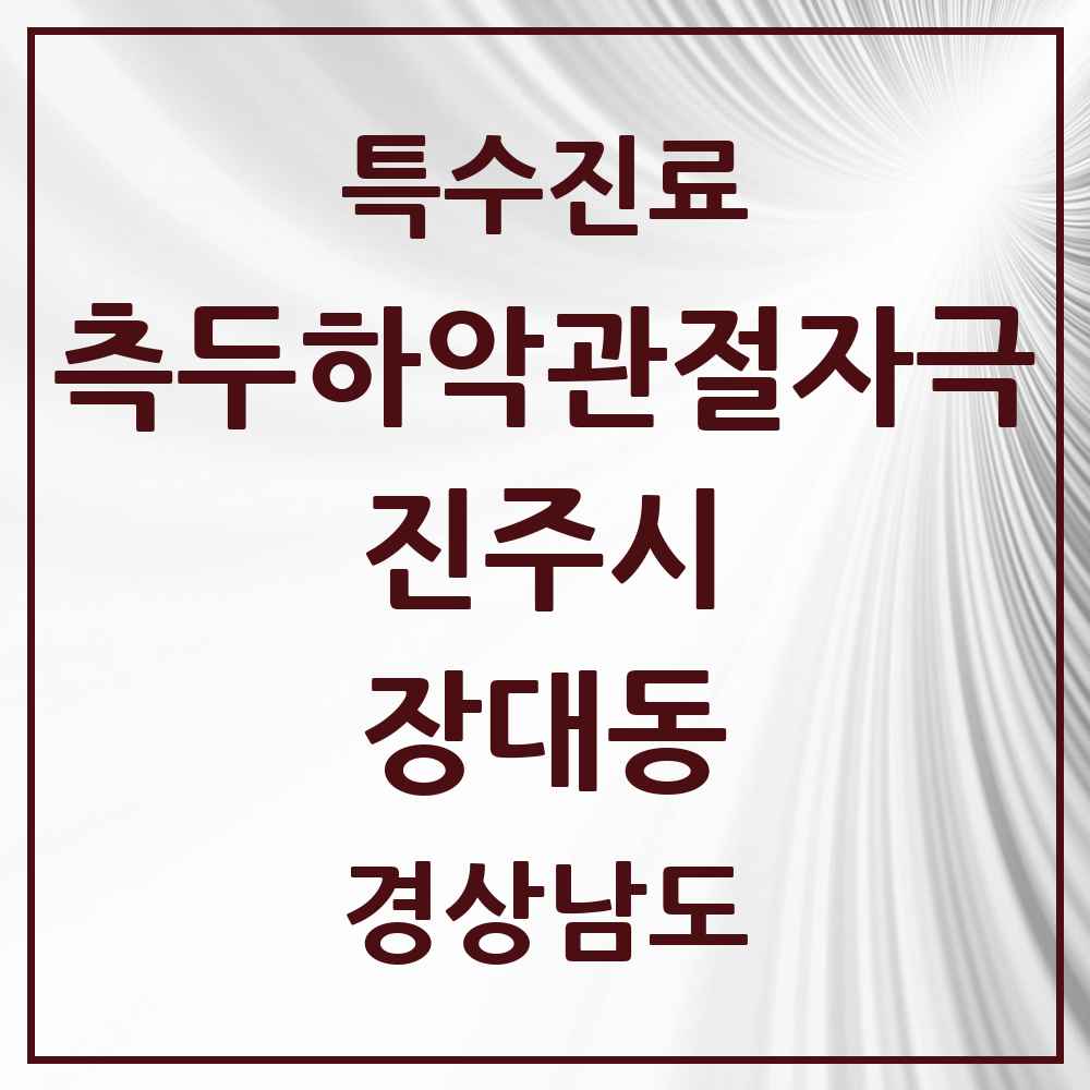 2025 경상남도 진주시 장대동 측두하악 관절자극요법 실시기관 의원·병원 목록 1곳