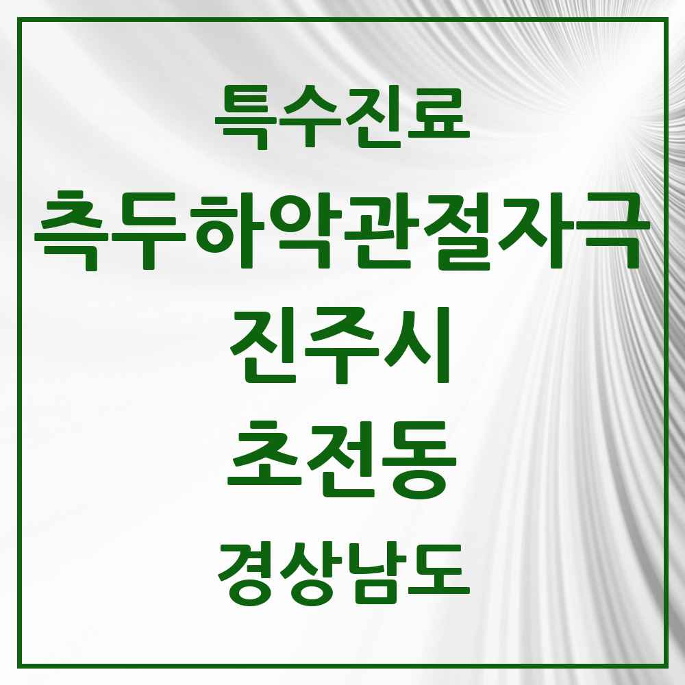2025 경상남도 진주시 초전동 측두하악 관절자극요법 실시기관 의원·병원 목록 1곳