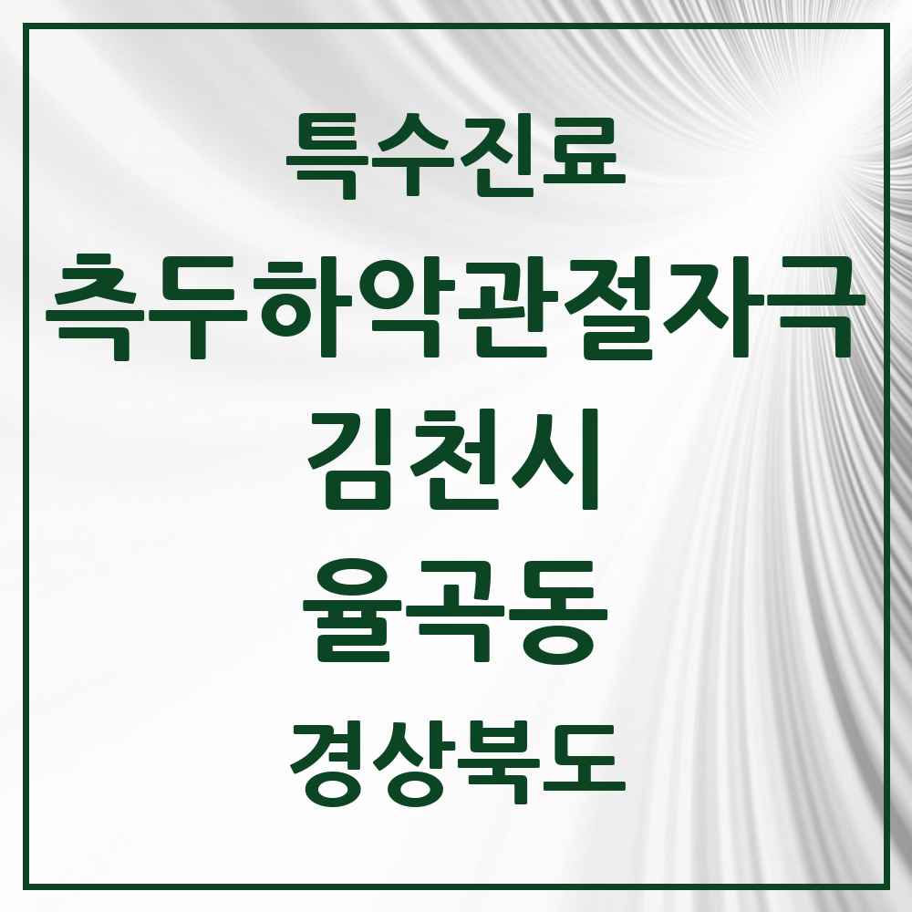 2025 경상북도 김천시 율곡동 측두하악 관절자극요법 실시기관 의원·병원 목록 2곳