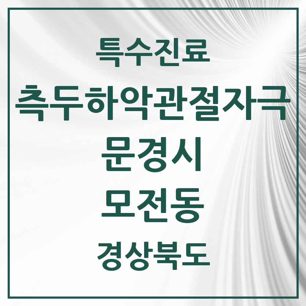 2025 경상북도 문경시 모전동 측두하악 관절자극요법 실시기관 의원·병원 목록 1곳