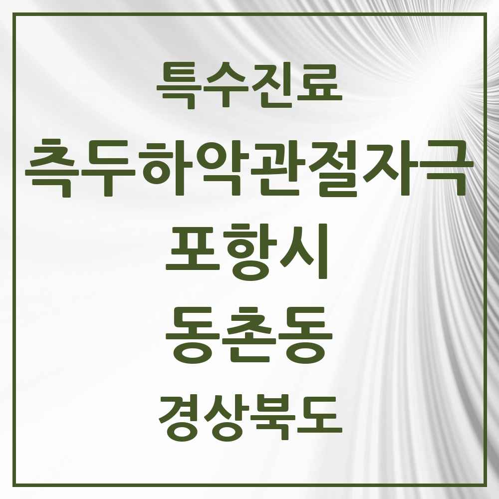 2025 경상북도 포항시 동촌동 측두하악 관절자극요법 실시기관 의원·병원 목록 1곳