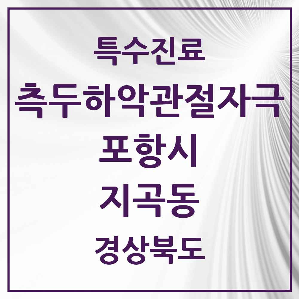 2025 경상북도 포항시 지곡동 측두하악 관절자극요법 실시기관 의원·병원 목록 3곳